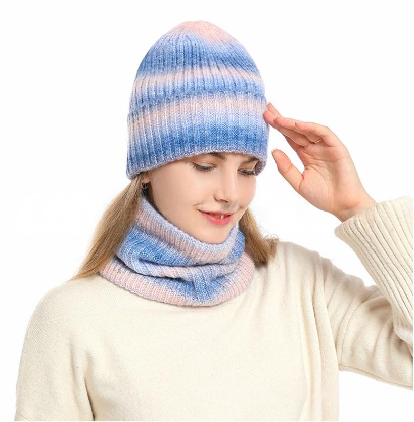 Womens Handcrafted Set Soft Warm Hat Scarf Winter Knitted Hat Scarf